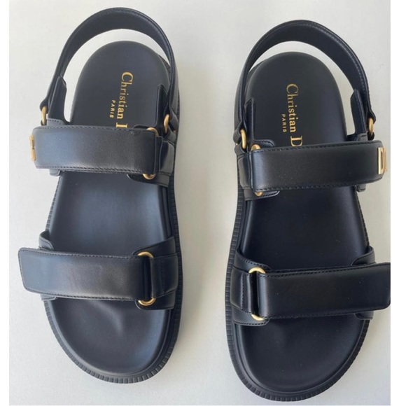 Dior Shoes Women's 9 Black Sandals with Gold Accents - Picture 10 of 11